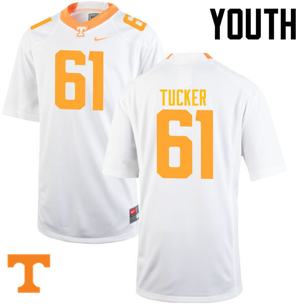 Youth #61 Willis Tucker Tennessee Volunteers College Football Jerseys-White - Click Image to Close
